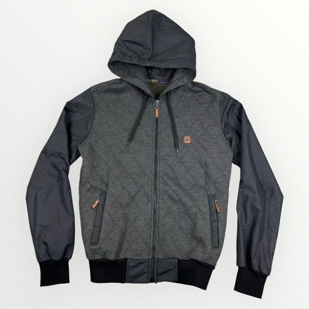 Corazzo Mens Small Quilted Fleece Lined Hooded Jacket Riding Made In Turkey Grey
